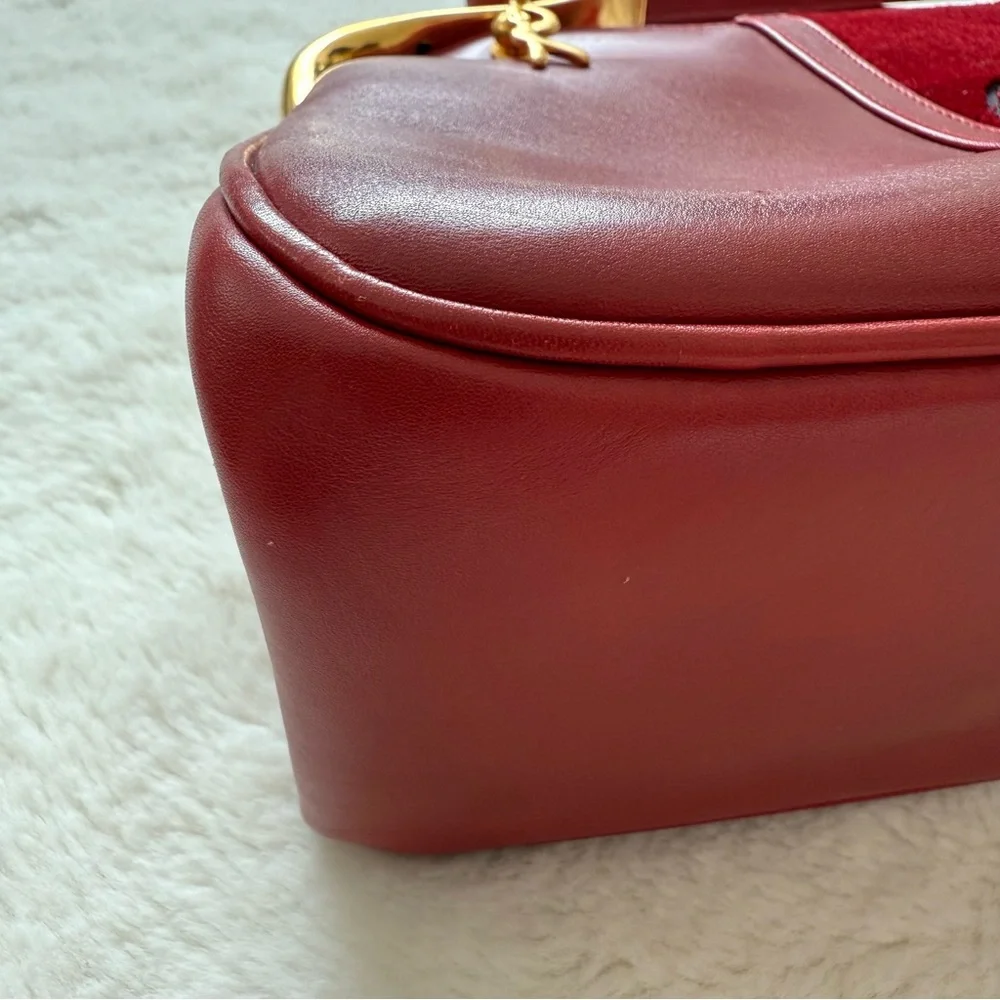Roberta di Camerino Leather Velvet Trimmed Handle Bag